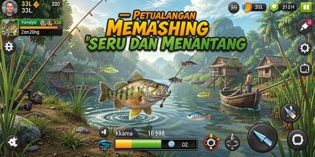 Gameplay 33L yang menampilkan pengalaman memancing yang mendebarkan.