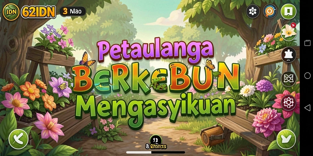 Tampilan menarik gameplay bertani di 62IDN dengan berbagai tanaman.