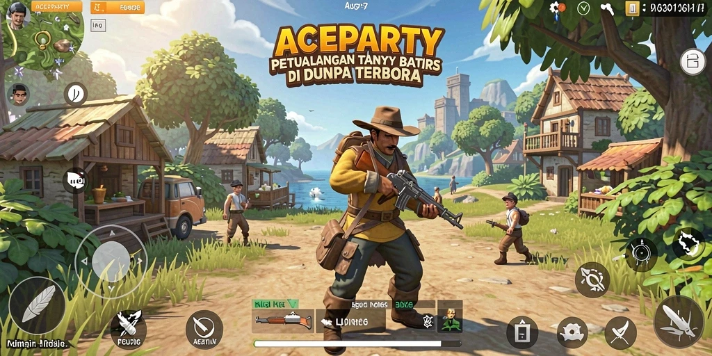 Tangkapan layar ACEPARTY menunjukkan dunia terbuka yang menakjubkan dan gameplay interaktif.
