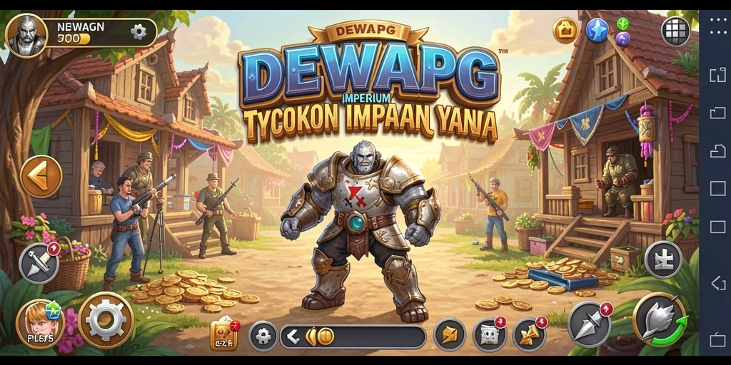 Tampilan gameplay DEWAPG yang menunjukkan manajemen bisnis Tycoon.