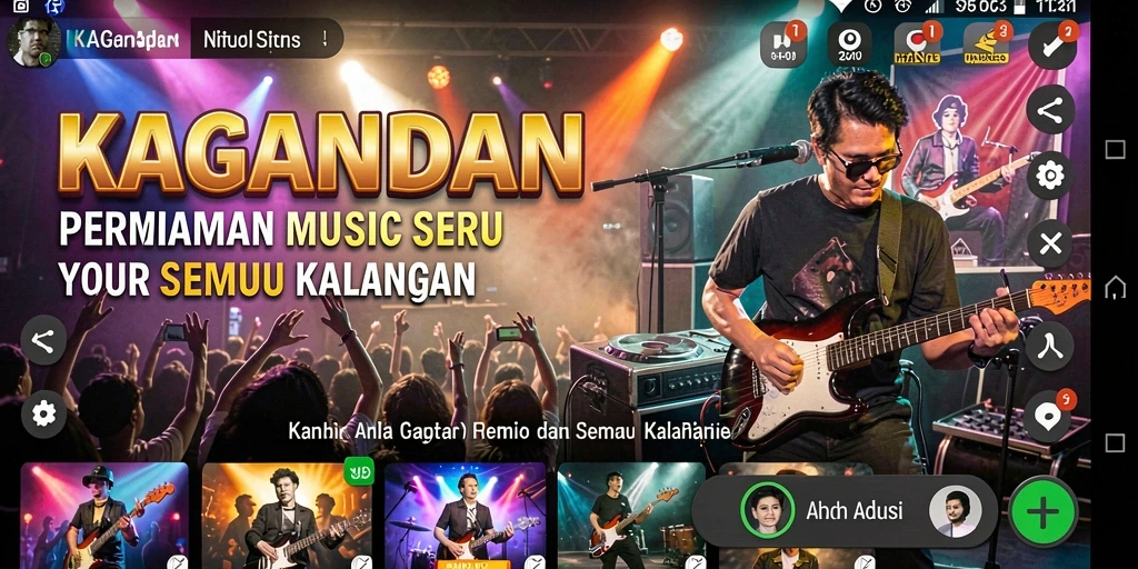 Screenshot KAGANDAN menampilkan gameplay seru dengan berbagai pilihan lagu.