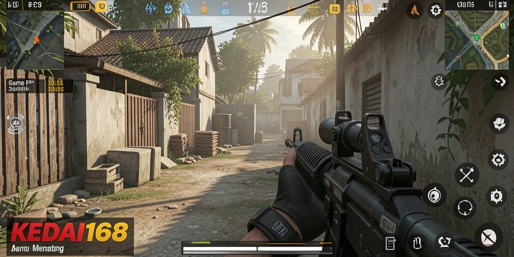 Tampilan gameplay KEDAI168 dengan aksi tembak-menembak yang intens.