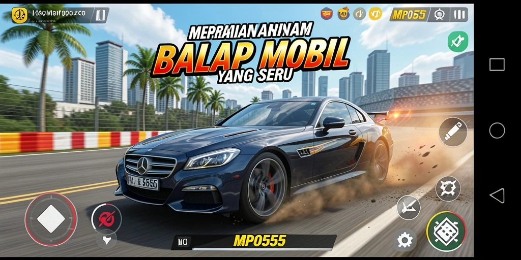 Screenshot MPO555 menampilkan aksi balap yang mendebarkan.