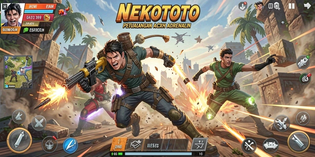 Tampilan menegangkan dari gameplay NEKOTOTO.