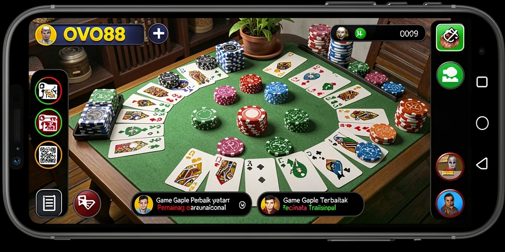 Tampilan gameplay seru OVO88 saat bermain Gaple.
