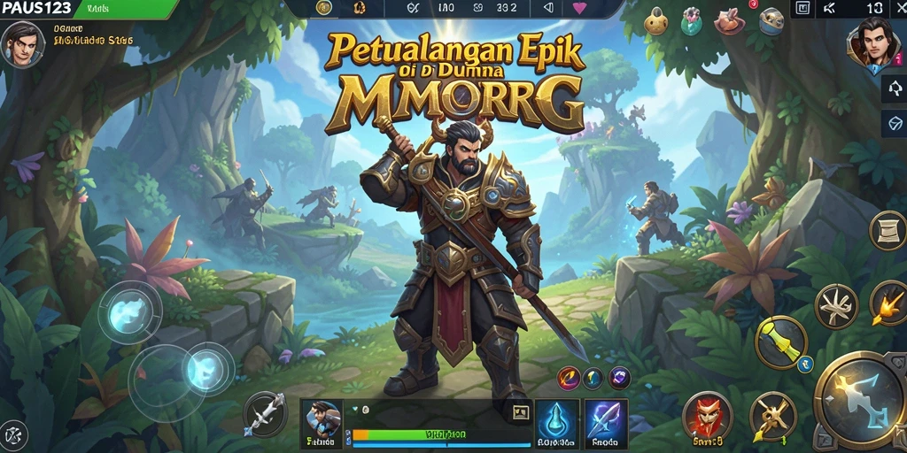 Screenshot utama PAUS123 menunjukkan aksi pertempuran seru di dunia MMORPG.