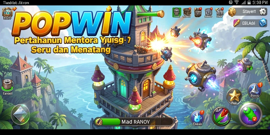 Tampilan gameplay POPWIN yang menarik dan adiktif di genre Tower Defense.