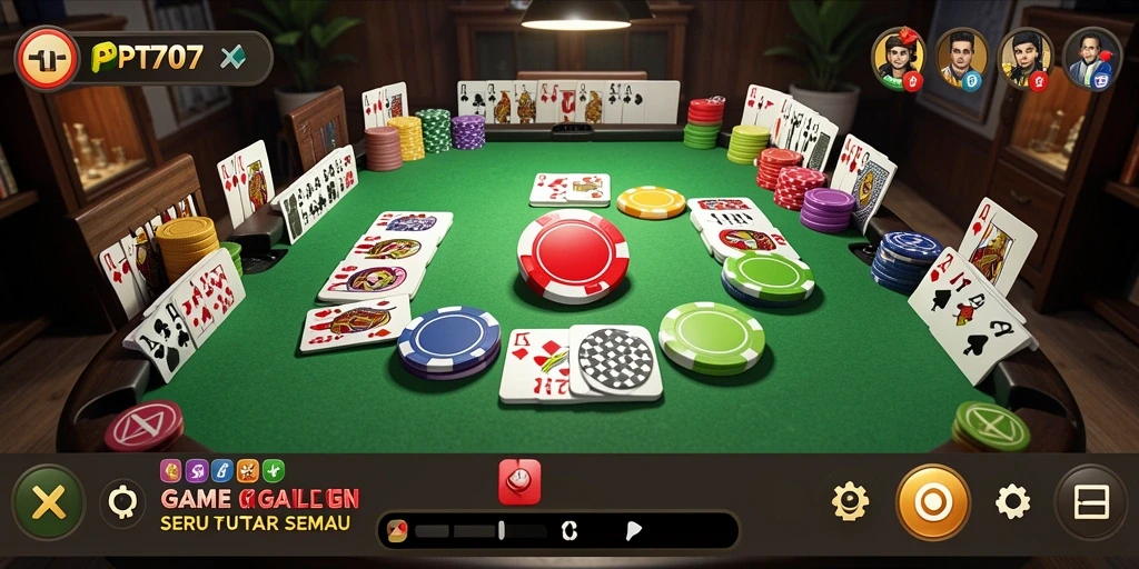 Tampilan screenshot PT707 dengan gameplay Gaple yang seru.