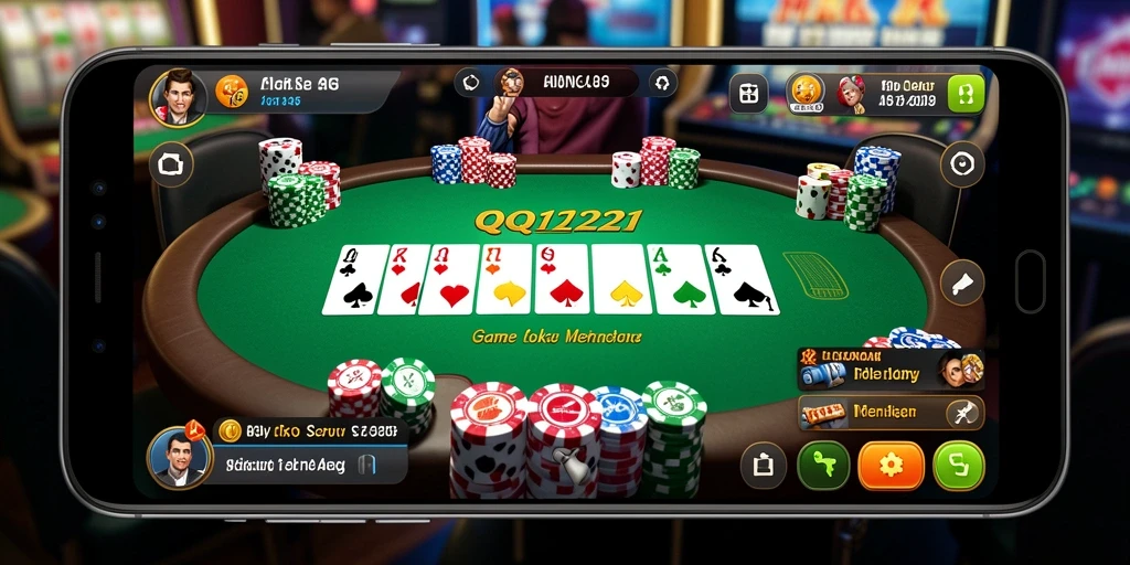 Screenshot menunjukkan pemain sedang berkompetisi dalam permainan Poker menarik.