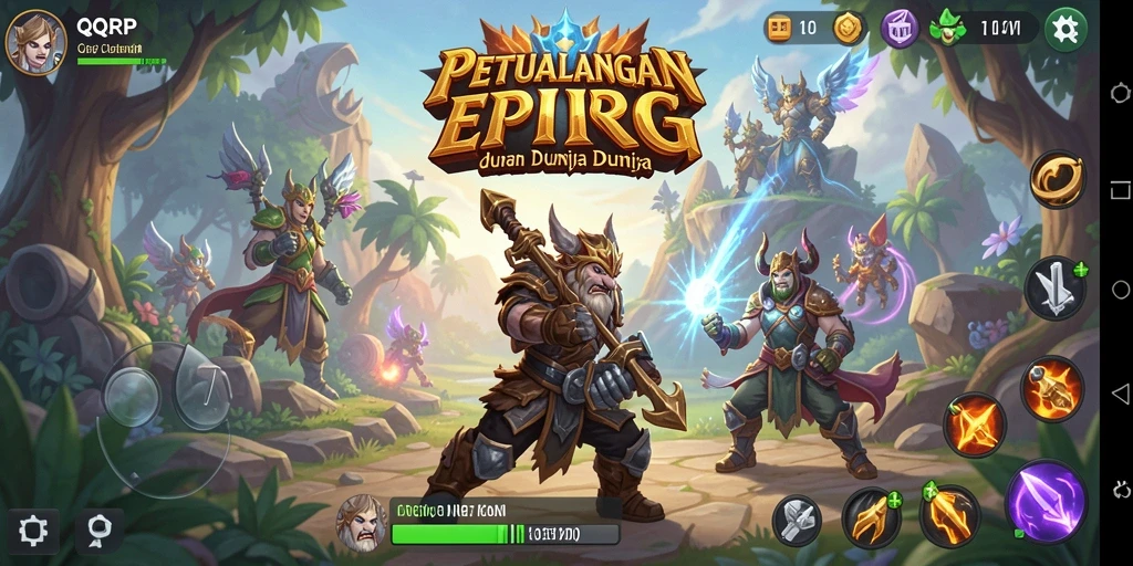 Gameplay QQRP yang menarik dengan karakter dan petualangan seru.