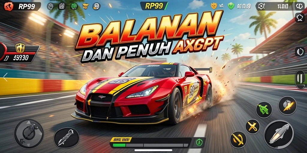 Tampilan menegangkan dari gameplay balapan RP99 yang seru.