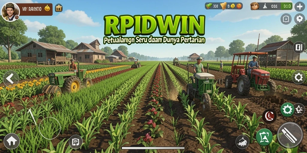Gameplay seru RPIDWIN yang menampilkan aktivitas bertani interaktif.