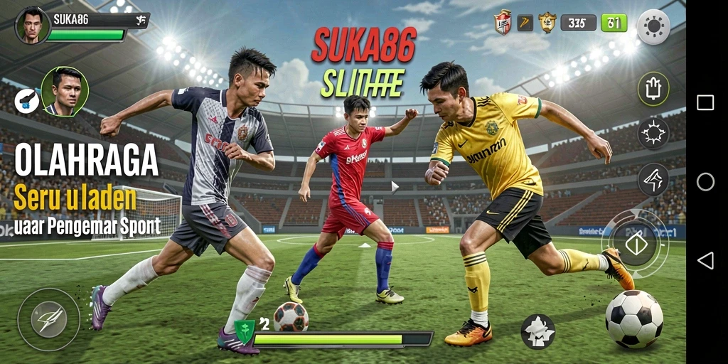 Screenshot menampilkan aksi seru dalam pertandingan olahraga di SUKA86.