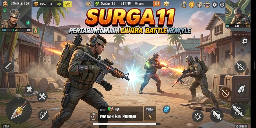 Tampilan mendebarkan dari gameplay SURGA11 di dalam pertandingan Battle Royale.