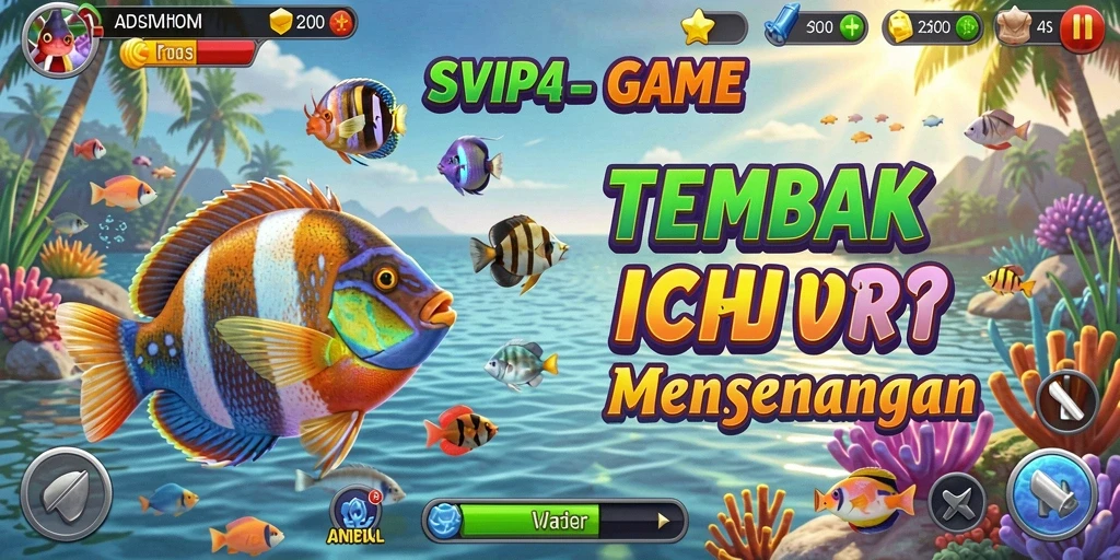 Tampilan gameplay seru SVIP4 saat menembak ikan dengan berbagai warna.
